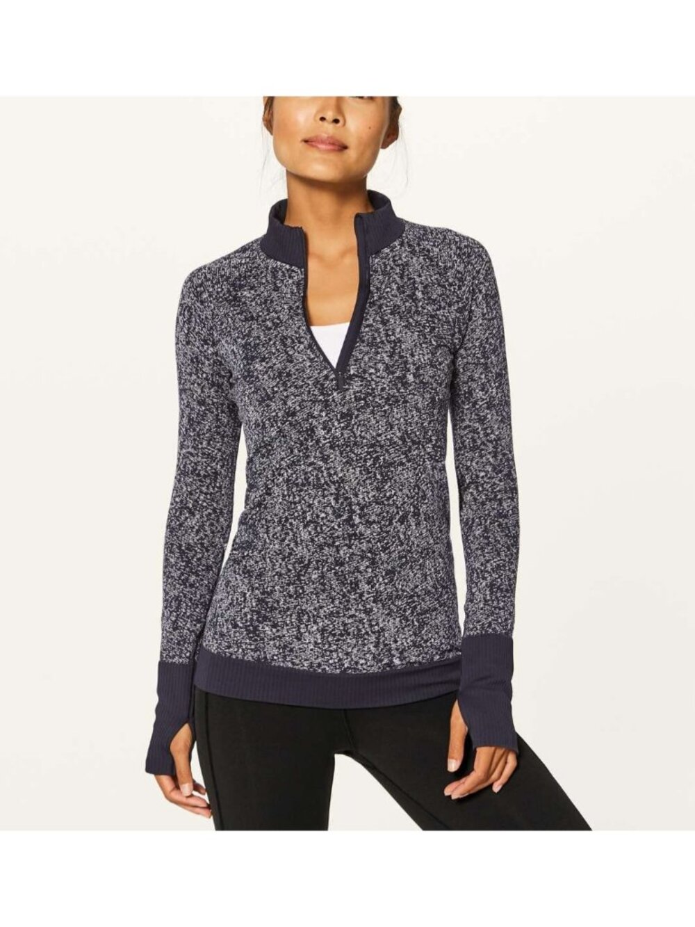 Lululemon Womens Size 8 Rest Less 1/2 Zip Pullover Top Gray Marled Tunic
